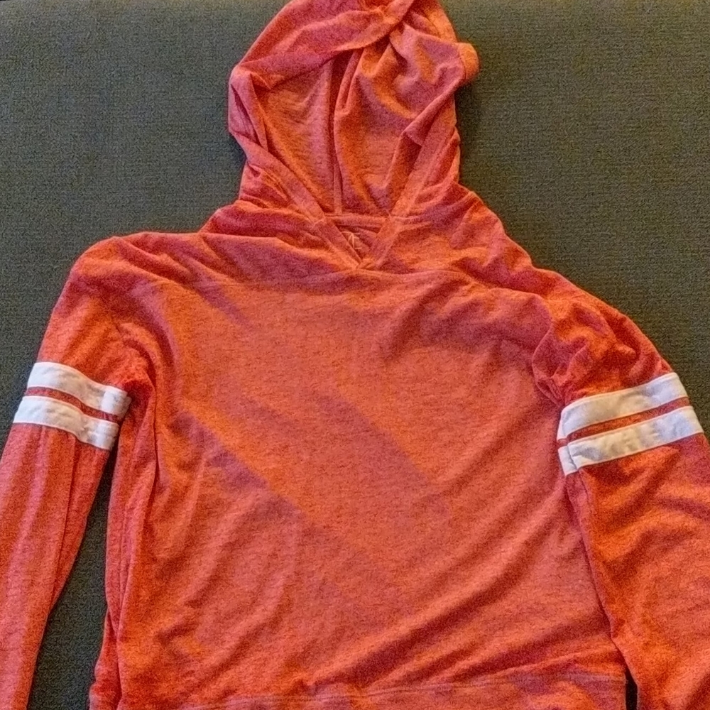 Long sleeve crop top hooded shirt